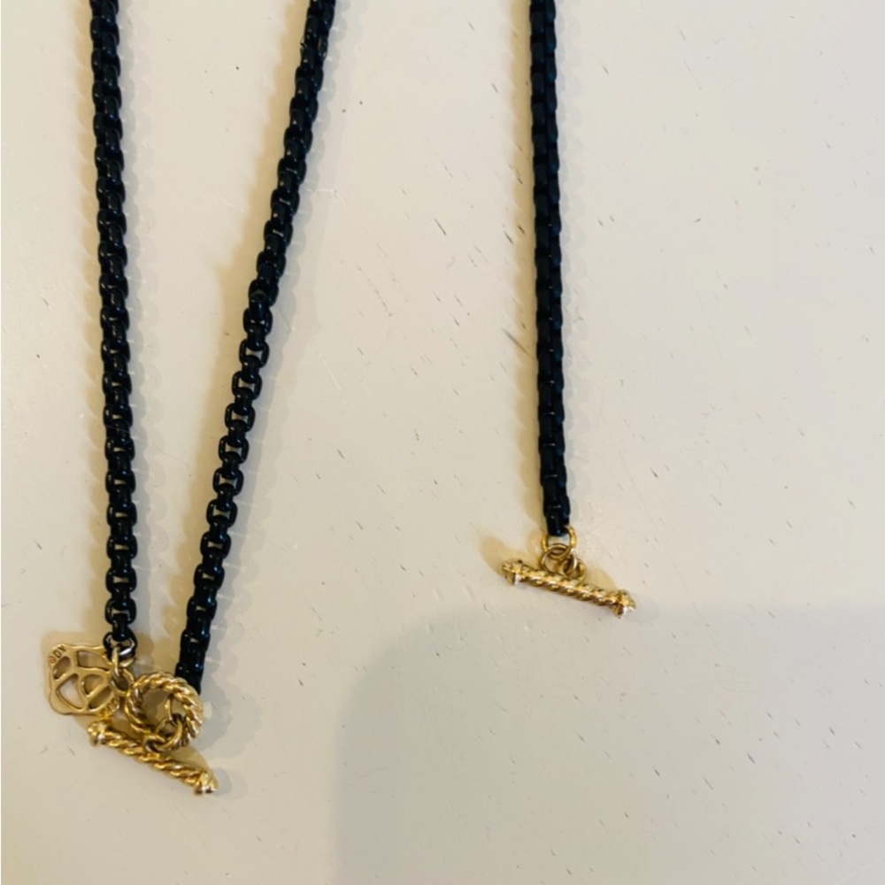 David Yurman yellow Gold and stainless wrap necklace